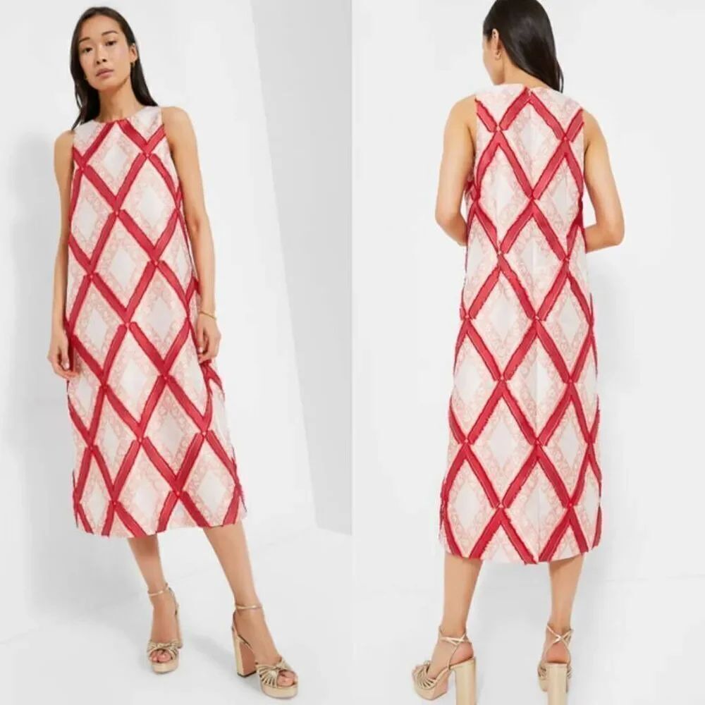 Tuckernuck Vermillion Trellis Fil Coupe Francine Dress L NWT $298
